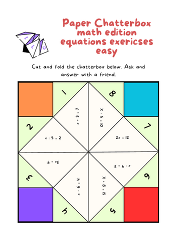 Paper chatterbox math edition equation exercises