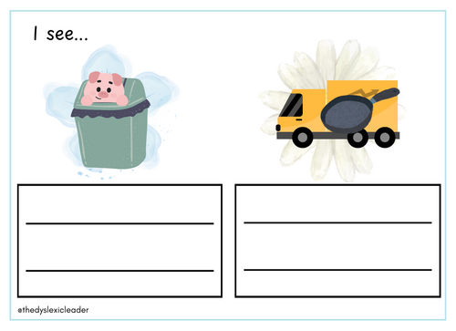Writing - I see ... Short phrases writing captions - Set 1