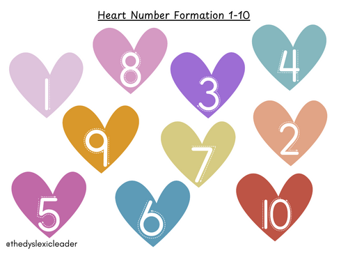 Sheet of Heart Number formation 1-10