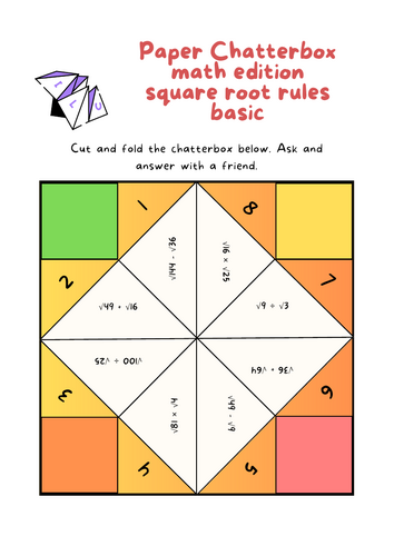 Paper Chatterbox math edition algebraic square root exercises