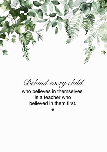 Set of 6 A4 Inspirational Classroom Posters with Ivy Farmhouse Border