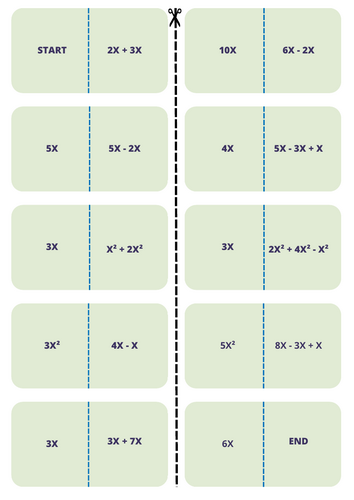 Domino math edition symplifying algebraic expressions