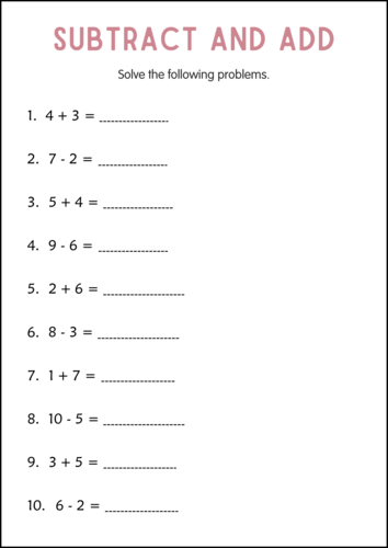 Addition and Subtraction With Regrouping Number Math Worksheet for grade 1, 2, 3