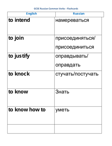 GCSE_Russian_Common_Verbs_Flashcards