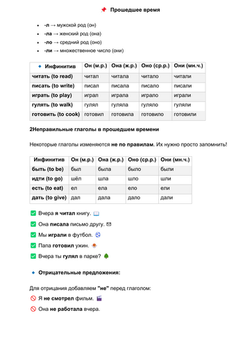 Russian Past Tense Grammar Practice