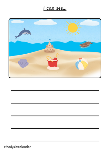 Writing - On the Beach... I see Writing Activity