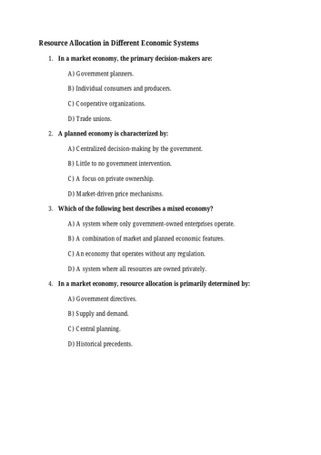 Economic systems _ MCQ's