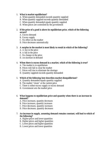 Market equilibrium _ MCQ's