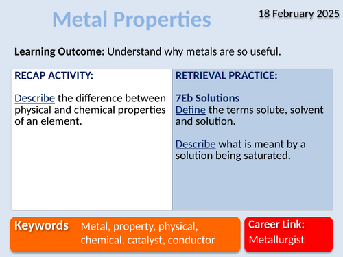 Exploring Science 8G- Metals and their Uses