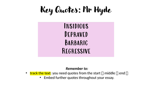 Quotation Explosions: Mr Hyde (Level 5 and 6 analysis)