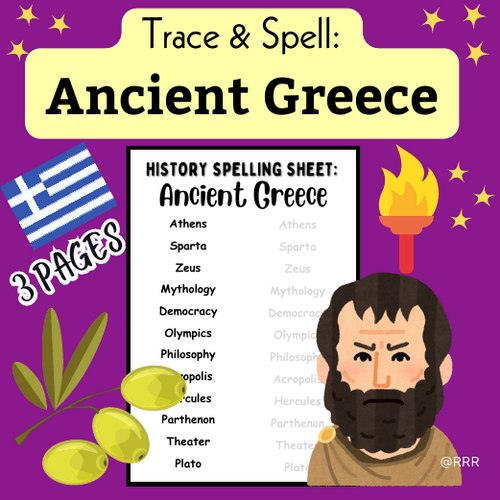 Ancient Greece: History Spelling Sheet for Kids to Trace & Spell