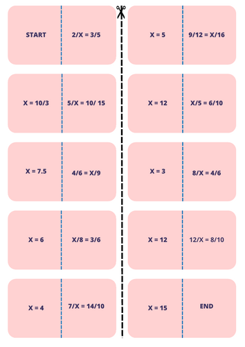 Domino math game proportions