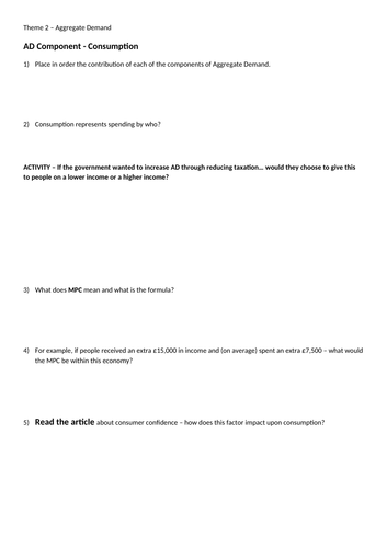 A Level Economics - Consumption
