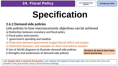 A Level Economics - Fiscal Policy
