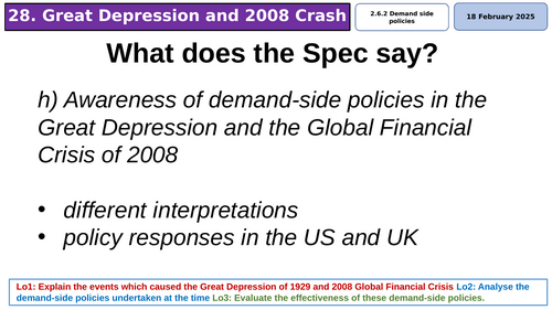 A Level Economics - 2008 and Great Depression