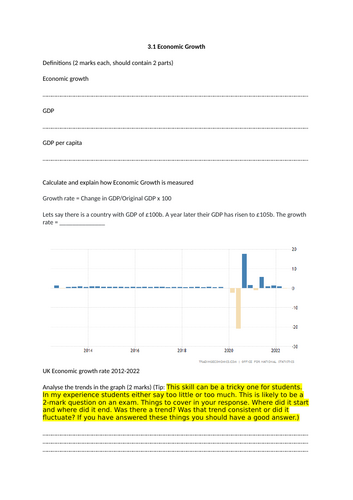 OCR GCSE Economics - Paper 2 Revision Sheets