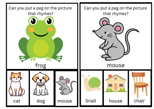 Rhyming peg cards