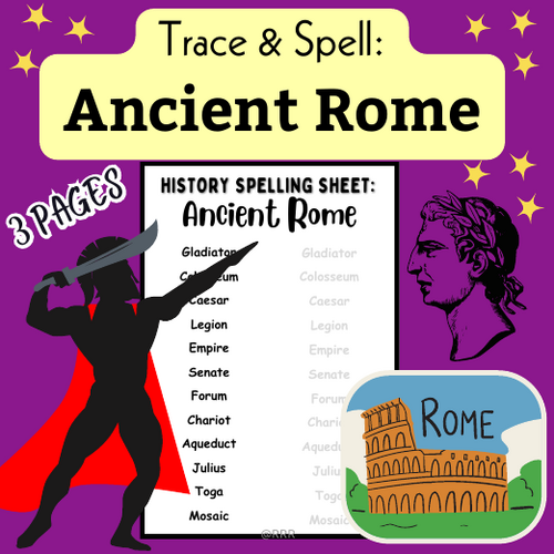 Ancient Rome: History Spelling Worksheet for Kids to Trace & Spell