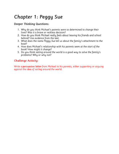 Kensuke's Kingdom - Year 4 - 6 Comprehension