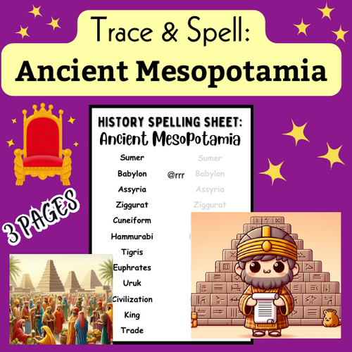 Ancient Mesopotamia History Spelling Sheet for Kids to Trace & Spell