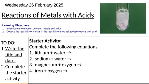 GCSE Chemistry Investigating Reactions of Metals with Acids: Complete Lesson