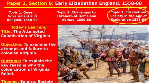 Edexcel Elizabethan England – T3, L4: The Attempted Colonisation of Virginia