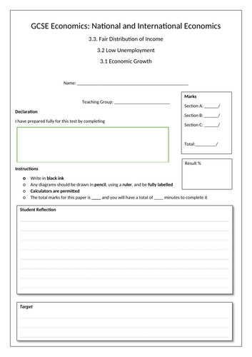 OCR GCSE Economics - 3.3 Fair Distribution of Income Test