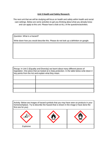 Introduction to health and safety (OCR CTEC/AAQ Health and social care)