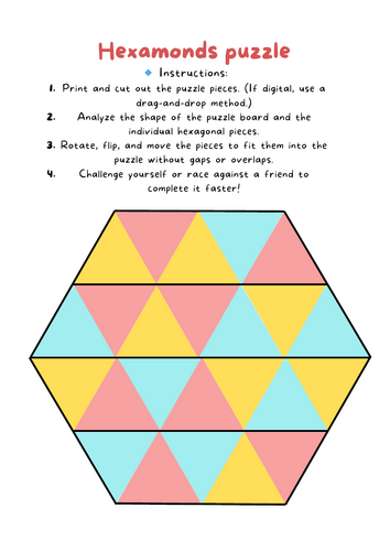 Math game Hexagon puzzle