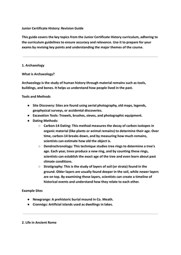 Junior Cert History Revision Guide