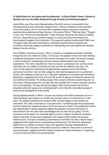 Sample Answer - Sylvia Plath