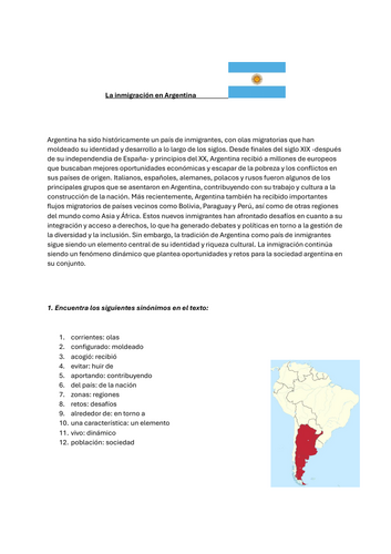 A Level Spanish inmigracion argentina