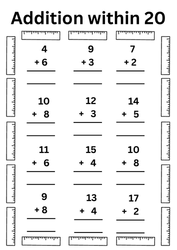 Addition within 20 worksheet