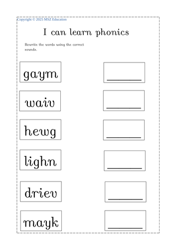 Phonics Split diagraph mastery challenge