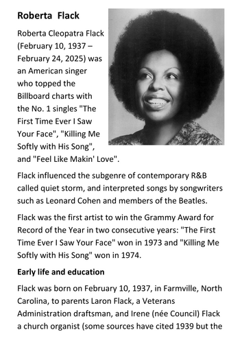 Roberta Flack Handout