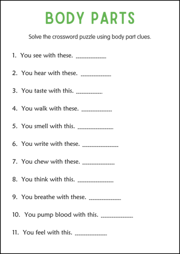 Printable Human Body Parts Worksheet - Body Parts Matching Activity for Grade 2