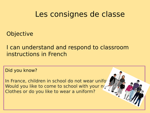 Classroom Instructions French - Year 3