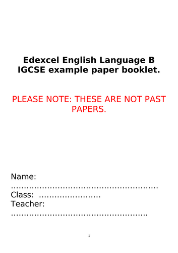 Practice Papers - Edexcel IGCSE English Language B