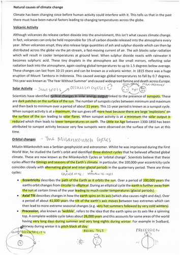 KS4 Climate Change: Natural causes