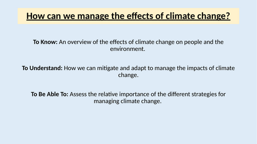 KS4 Climate Change: Mitigating