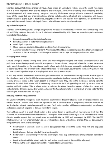 KS4 Climate Change: Adapting