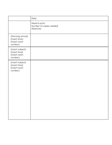 Primary Homeroom Teacher Daily Plans Editable Template