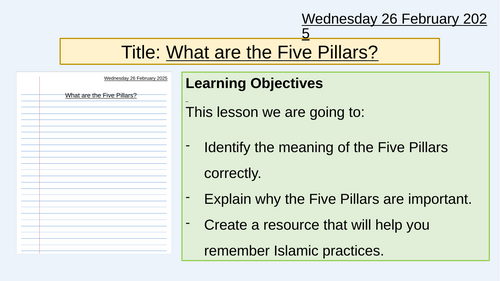 Islamic Practices - What are the five pillars? - Lesson 1