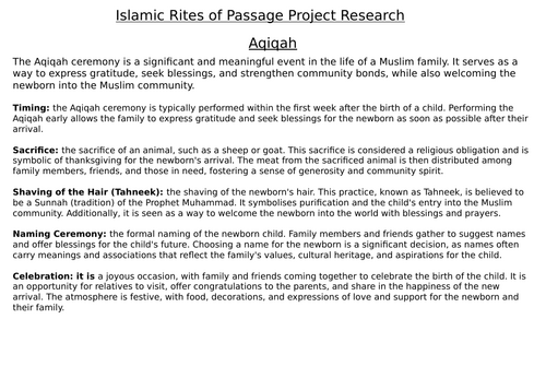 Islamic Practices: How Do Muslims Celebrate Rites of Passage? – Lesson 2