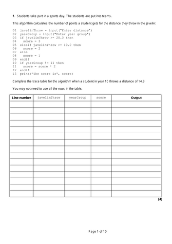 J277 Tracing Algorithms Exam Questions