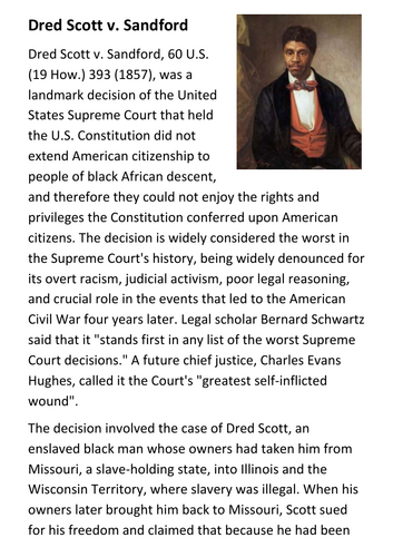 The Dred Scott Decision 1857 Handout