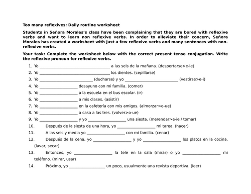 Too many reflexives: Daily routine worksheet