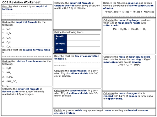 Edexcel CC9 Revision Worksheet