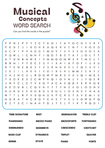 Musical Concepts Wordsearch