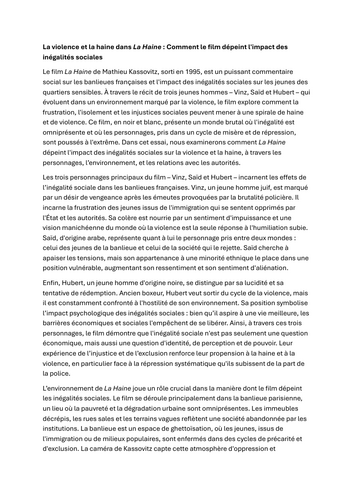La Haine Model Essays